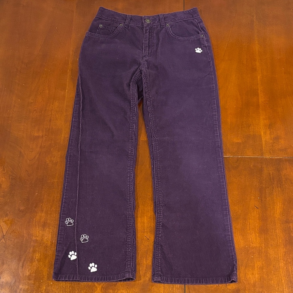 Lands' End‎ Purple Corduroy Kids Pants with Paw Prints